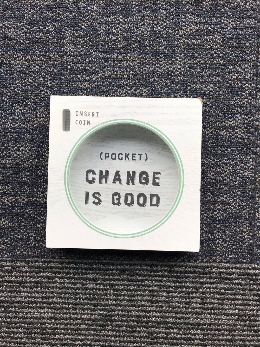 Pocket Change Is Good Decorative Wooden Coin Bank - White with Mint Accent